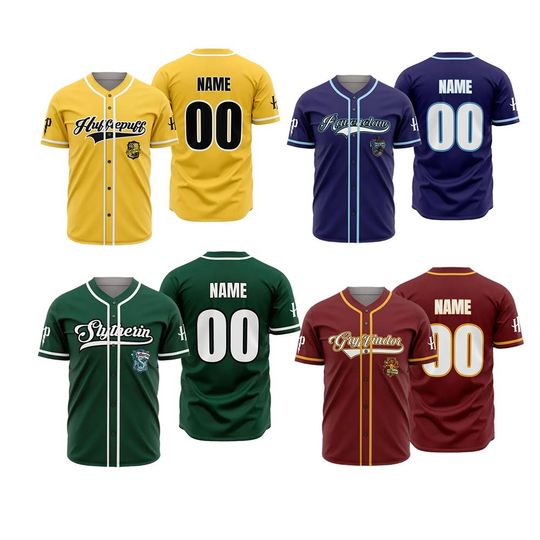 Discover HP Gifts, Custom Baseball Jersey, Wizard Houses Shirt, HP Wizard School Shirt for Men, Personalized Gift for Kids, Christmas gift.