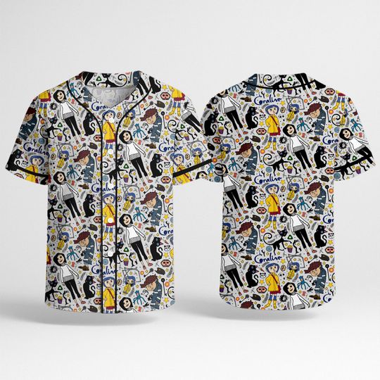 Discover Coraline Baseball Jersey, Creepy Cute Graphic Jersey Shirt, Halloween Horror Baseball Shirt, Funny Coraline Gift Top