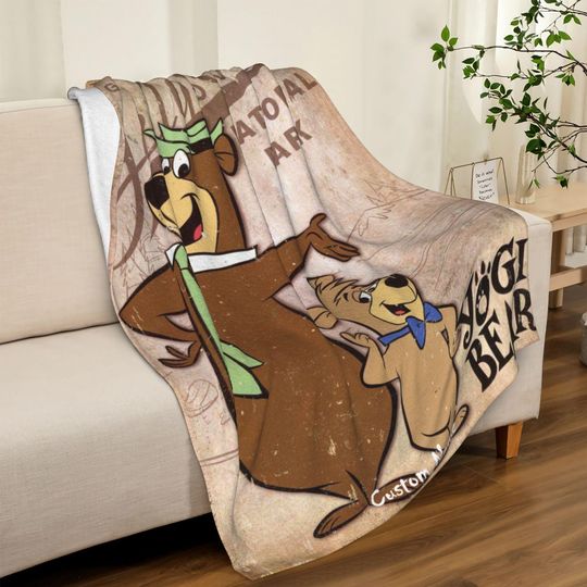 Personalized Yogi Bear Fleece Blanket with Name for Kids