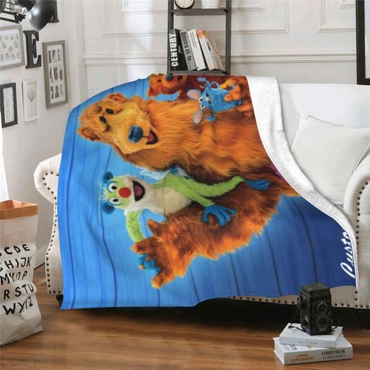 Discover Personalized Bear in the Big Blue House Fleece Blanket, Custom Name Flannel Blanket for Kids, Birthday Gift