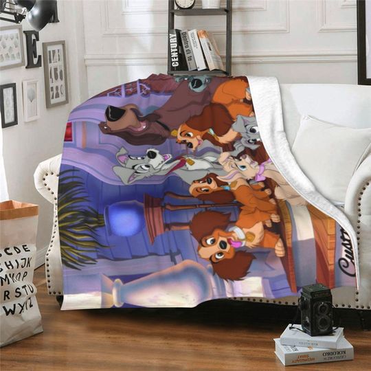 Personalized Lady and the Tramp Fleece Blanket, Custom Name Girl Gift, Kids Birthday Blanket