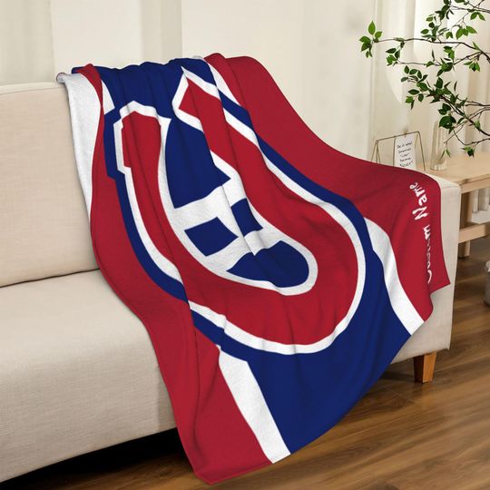 Discover Personalized Montreal Canadiens Fleece Blanket with Name, Custom Theme Flannel Blanket, Kids Birthday Gift