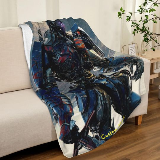 Personalized Transformers Fleece Blanket with Name for Kids, Custom Birthday Gift