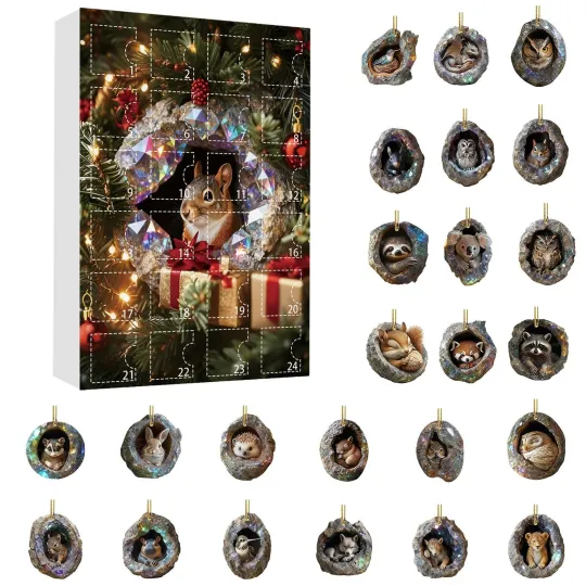 Discover Forest Animal Advent Calendar 2025, 24 Days Cute Animal Holiday Decor Ornaments