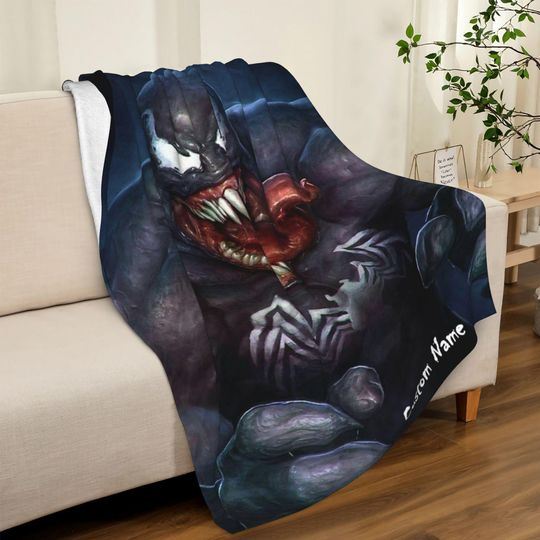 Personalized Venom Fleece Blanket with Name | Custom Flannel Blanket for Kids | Birthday Gift