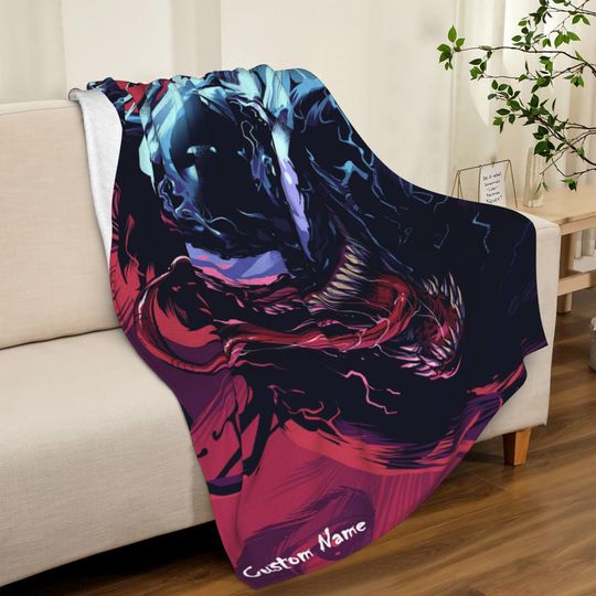 Personalized Venom Fleece Blanket with Name, Custom Theme Flannel Blanket for Kids, Birthday Gift