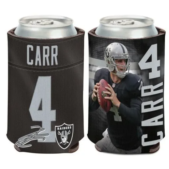 Derek Carr Las Vegas Raiders Two-Sided Can Bottle Cooler Sleeve Koozie