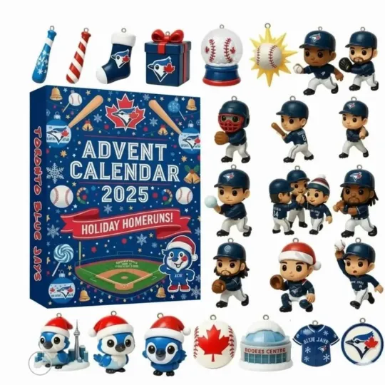 Discover FREE SHIPPING!! Toronto Blue Jay Holiday Home Runs Advent Calenda Ornament Xmas