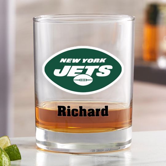 Discover football New York Jets Printed Whiskey Glass, Gifts for Him, Football Gift, Father's Day Gifts, Gifts for Dad, Personalized Gifts for Dad