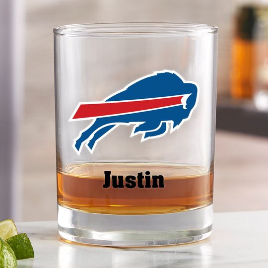 football Buffalo Bills Printed Whiskey Glass, Gifts for Him, Football Gift, Father's Day Gifts, Gifts for Dad, Personalized Gifts for Dad