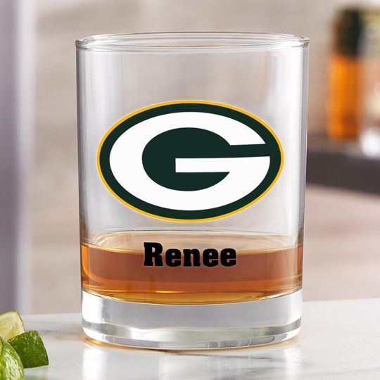 football Green Bay Packers Printed Whiskey Glass, Gifts for Him, Football Gift, Father's Day Gifts, Gifts for Dad, Personalized Gifts for Dad