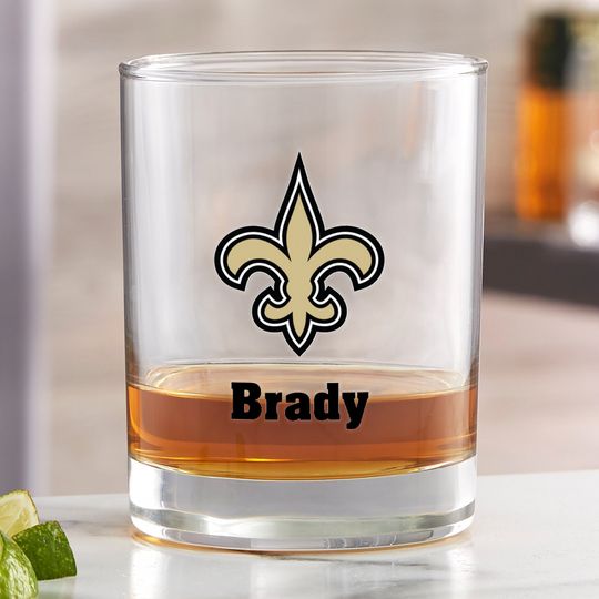 football New Orleans Saints Printed Whiskey Glass, Gifts for Him, Football Gift, Father's Day Gifts, Gifts for Dad, Personalized Gifts for Dad