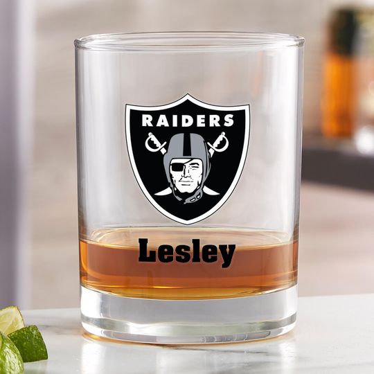 football Las Vegas Raiders Printed Whiskey Glass, Gifts for Him, Football Gift, Father's Day Gifts, Gifts for Dad, Personalized Gifts for Dad