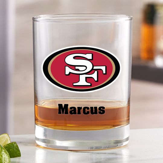 football San Francisco 49ers Printed Whiskey Glass, Gifts for Him, Football Gift, Father's Day Gifts, Gifts for Dad, Personalized Gifts for Dad