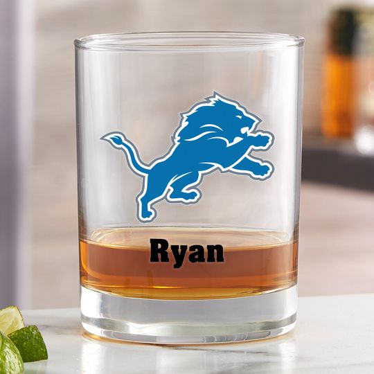 football Detroit Lions Printed Whiskey Glass, Gifts for Him, Football Gift, Father's Day Gifts, Gifts for Dad, Personalized Gifts for Dad
