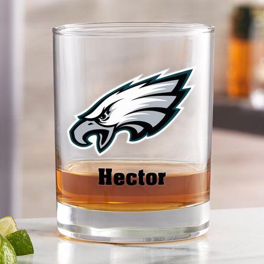 football Philadelphia Eagles Printed Whiskey Glass, Gifts for Him, Football Gift, Father's Day Gifts, Gifts for Dad, Personalized Gifts for Dad