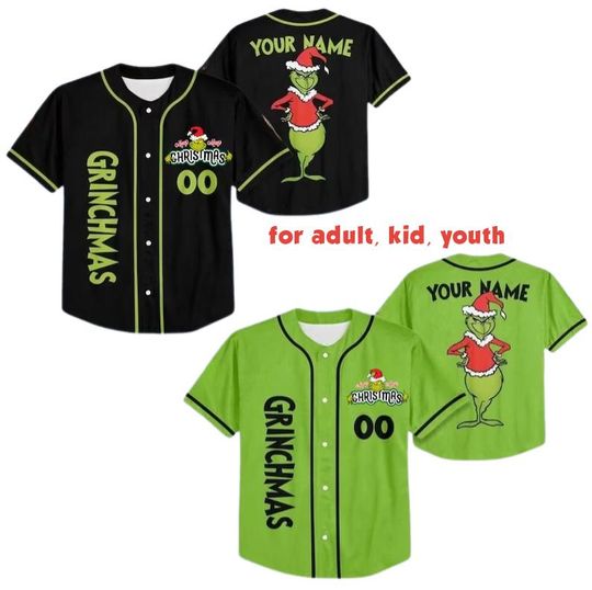 Discover Personalized funny character Christmas Baseball Jersey, Custom funny character Xmas, Holiday Team Outfit, Xmas Gift for Fans