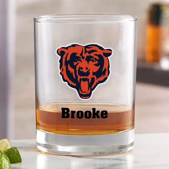 football Chicago Bears Printed Whiskey Glass, Gifts for Him, Football Gift, Father's Day Gifts, Gifts for Dad, Personalized Gifts for Dad