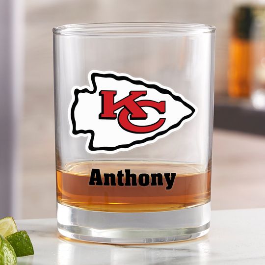 football Kansas City Chiefs Printed Whiskey Glass, Gifts for Him, Football Gift, Father's Day Gifts, Gifts for Dad, Personalized Gifts for Dad