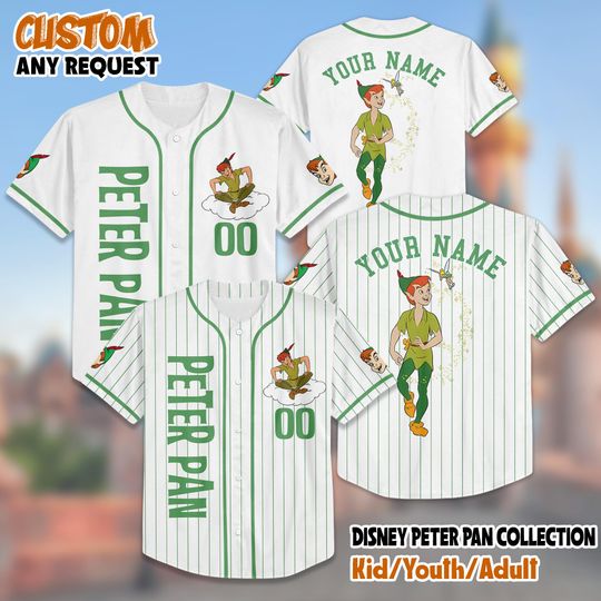 Discover Personalized Disney Peter Pan Baseball Baseball Jersey, Custom Disney Peter Pan Baseball Jersey, Disneyland Baseball Team Outfit