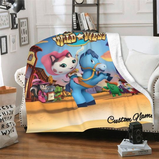 Discover Personalized Sheriff Challie's Wild West Blanket | Custom Theme Flannel Blanket | Cute Blanket with Name | Gift for Kids | Birthday Gift