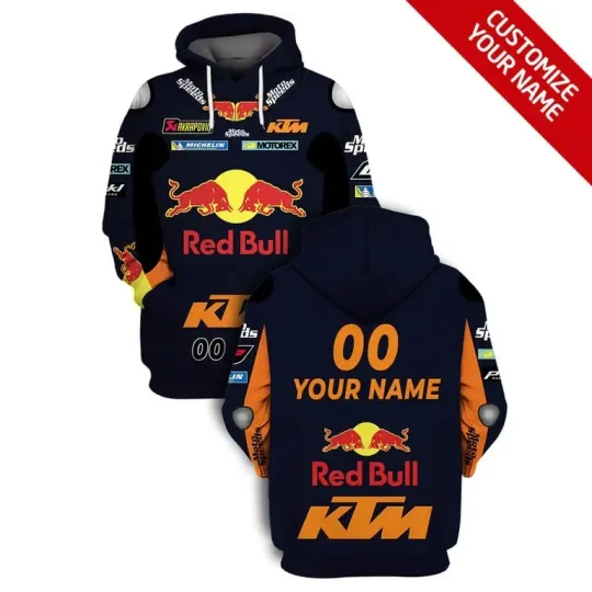 Custom Name K.T.M Red Bul Racing 3D Lightweight Hoodie For Men