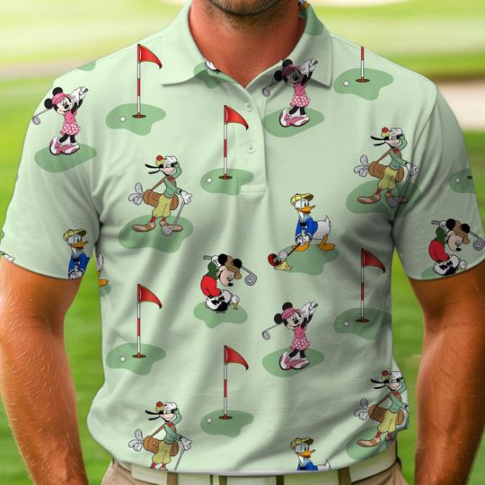 Mickey Pluto Minnie Golf Team Polo Shirt, Father's Day Gift, Custom Golf Lovers Short Sleeve Shirt, Dad Birthday Gifts