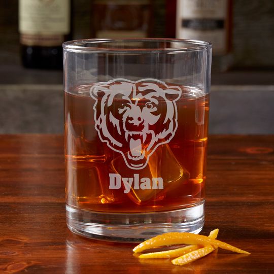 football Chicago Bears Engraved Old Fashioned Whiskey Glass, Gifts for Him, Football Gift, Father's Day Gifts, Gifts for Dad