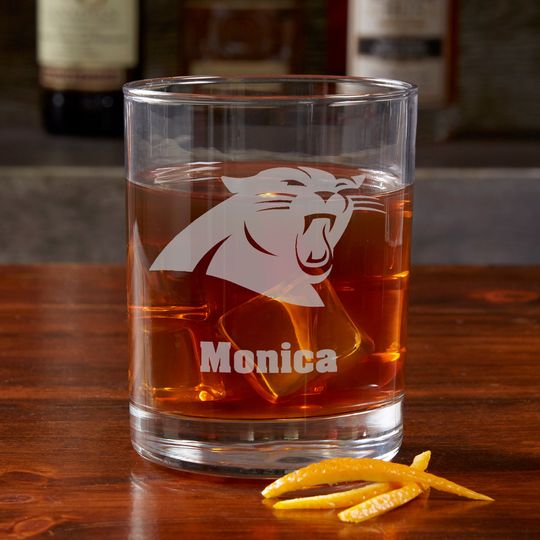 football Carolina Panthers Engraved Old Fashioned Whiskey Glass, Gifts for Him, Football Gift, Father's Day Gifts, Gifts for Dad