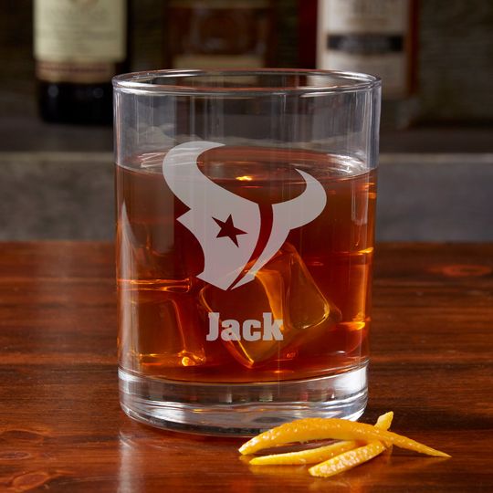 Discover football Houston Texans Engraved Old Fashioned Whiskey Glass, Gifts for Him, Football Gift, Father's Day Gifts, Gifts for Dad