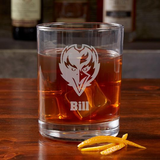 football Baltimore Ravens Engraved Old Fashioned Whiskey Glass, Gifts for Him, Football Gift, Father's Day Gifts, Gifts for Dad