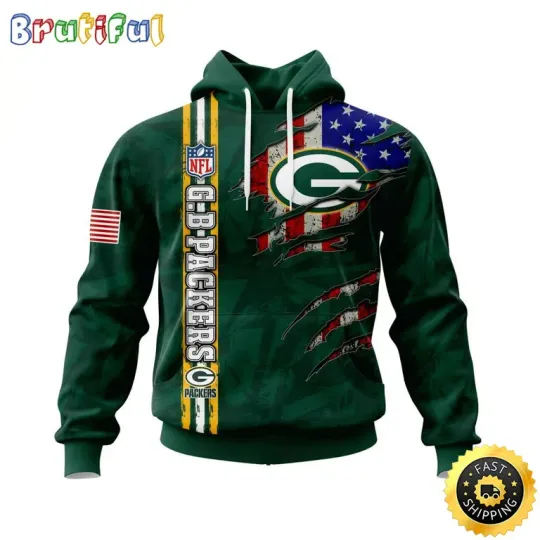 football Gr33n B@y P@ck3rs Hoodie Personalized Name & Number 3D Flag Unisex