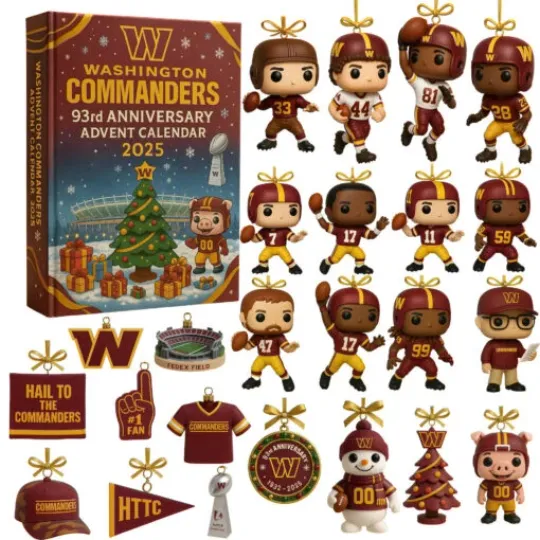 Washington Commanders 2D Flat Advent Calendar 2025, Mini Figures Collectible
