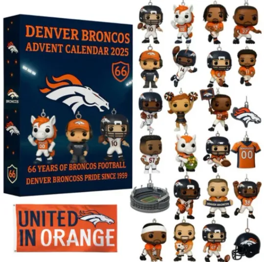 Discover HOT!!Denver Broncos 2D Flat Advent Calendar, 66th Anniversary Limited Edition