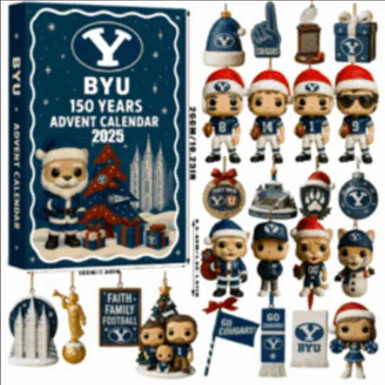 Discover HOT! BYU Cougars Football 2D Flat Advent Calendar, 150th Anniversary Collectible