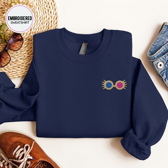 Luna Lovegood Spectrespecs Embroidered Sweatshirt, Harry Potter Embroidery, Harry Potter Lover Sweater, Luna Lovegood Hoodie