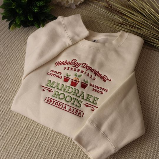 Mandrake Roots Wizard School Embroidered Crewneck | 10 Oz Independent Unisex Heavy-Weight Crewneck