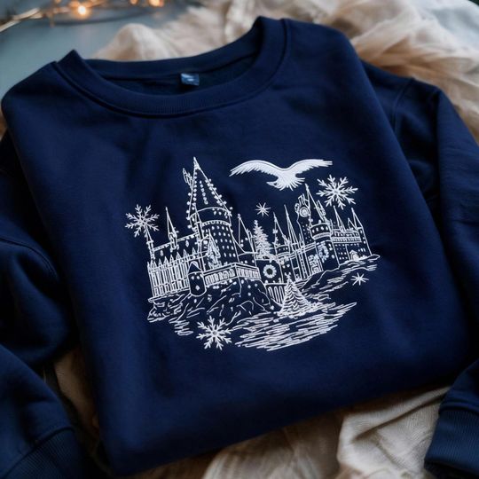 Discover Embroidered hgws Wizard school sweatshirt, Fantasy sweatshirt, Magic sweatshirt, School of Witchcraft and Wizardry, Magic wand, Wizard staff