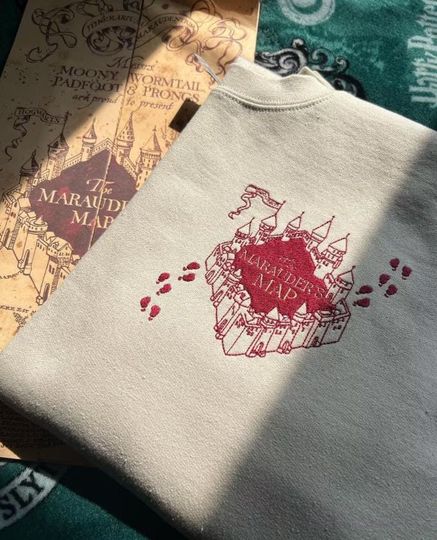 The Marauders Map Crewneck | Embroidery Sweatshirt | Harry Potter inspired Jumper