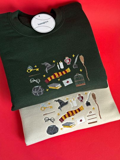 Discover Wizard Embroidered Sweatshirt, Magic Hoodie, Fantasy Crewneck, Witchy Fall Shirt, Cozy Christmas Gift, Bookish Embroidered Tshirt