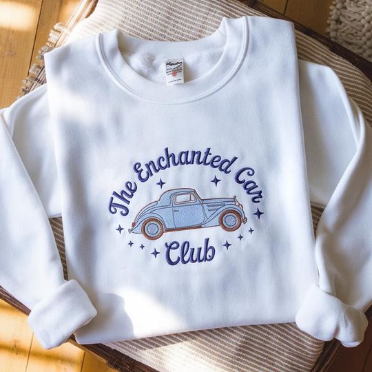 Discover Enchanted Car Club Embroidered Sweatshirt, Magical World Embroidered Shirt, HP Inspired Embroidered Shirt, Wizard School Shirt, Wizard Shirt