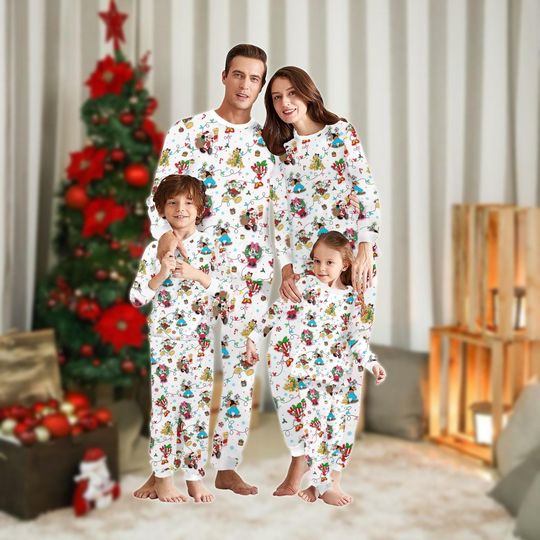 Discover Mickey & Friends Christmas Pajamas Set, Disneyland Holiday Lounge Wear for Adults
