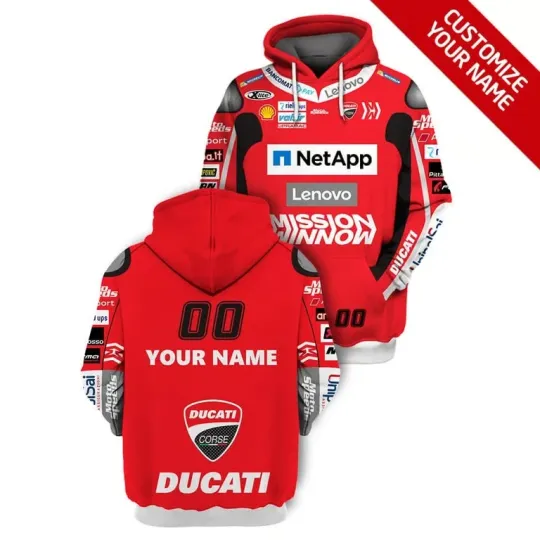 Discover Custom Name Ducati Racing 3D Lightweight Hoodie For Men
