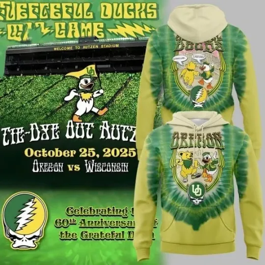 Discover Oreg ducks Grateful De@d Tye Dye Celebrating 60th Anniversary 2025 Hoodie 3D