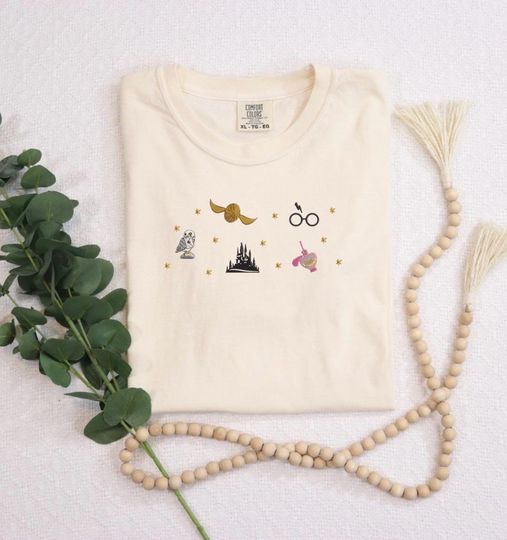 Discover Magic & Wizards Embroidered Crewneck, Magical Tools, Magic Spell Shirt, Magic Wand, Cauldron and Spell Books, HP Sweatshirt, T-shirt