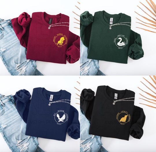 Embroidery Wizarding School House Sweatshirt, HP House Sweatshirt, Universal Vacation Sweatshirt, Wizard World, Wizard House Alumni Sweater