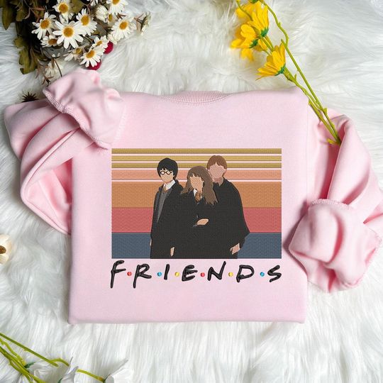 Discover Embroidered HP Friends Sweatshirt, HP Magic Shirt, Fantasy School Tee, Cozy Bookish Crewneck, Gift for Her Him ESH5808