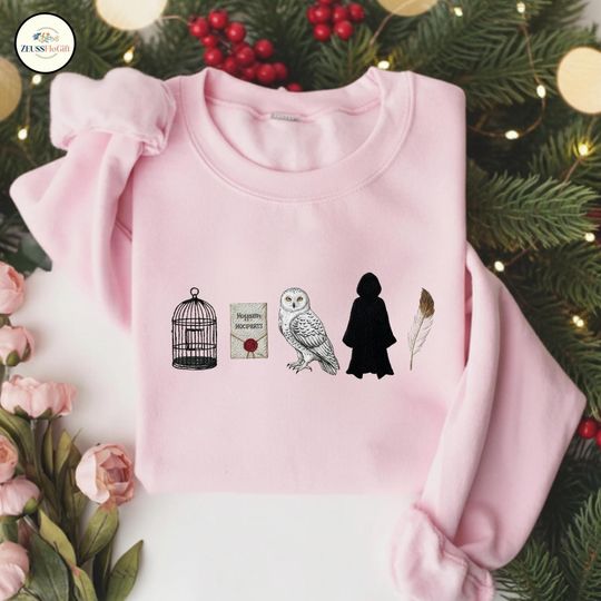 Discover Wizard Icons Embroidered Sweatshirt, Magical Book Lover Crewneck, Wizard School Embroidered Shirt, Wizard Movie Embroidered Hoodie ESS801