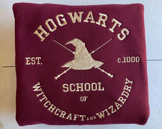 Hogwarts Houses Embroidered Sweatshirt, Magic Wizard Embroidered Sweatshirt, Hogwarts Wizard Embroidered Hoodie, Lover Hogwarts.