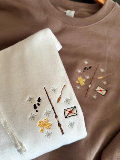 Wizarding World Inspired Embroidered Sweatshirt | Happy Potter Jumper | Harry Potter Gift | Harry Potter Inspired Sweater  |